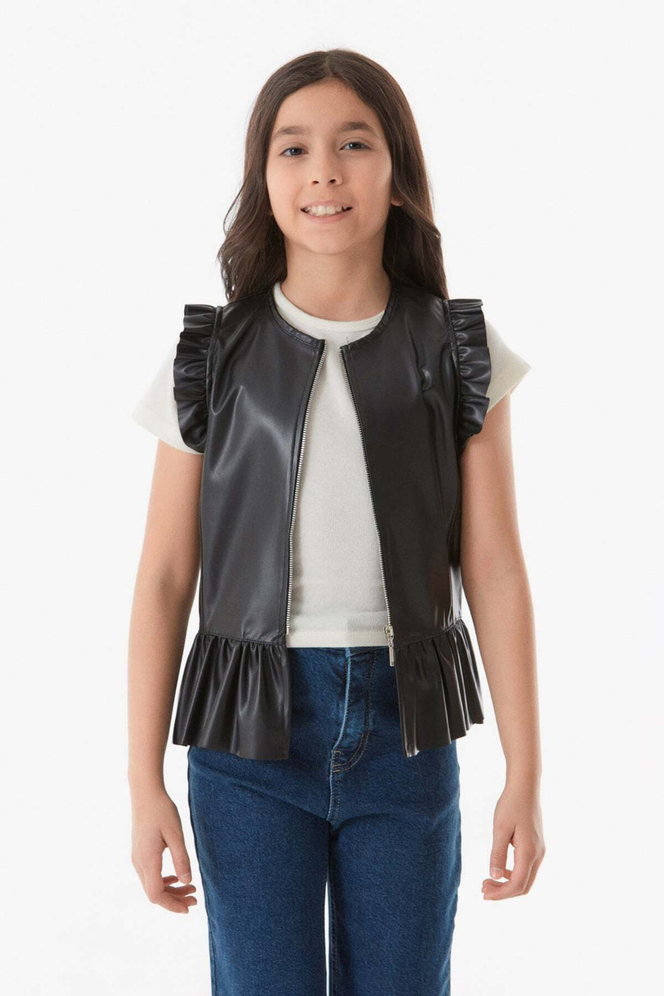 Faux Leather Girl's Vest - MALLTURK