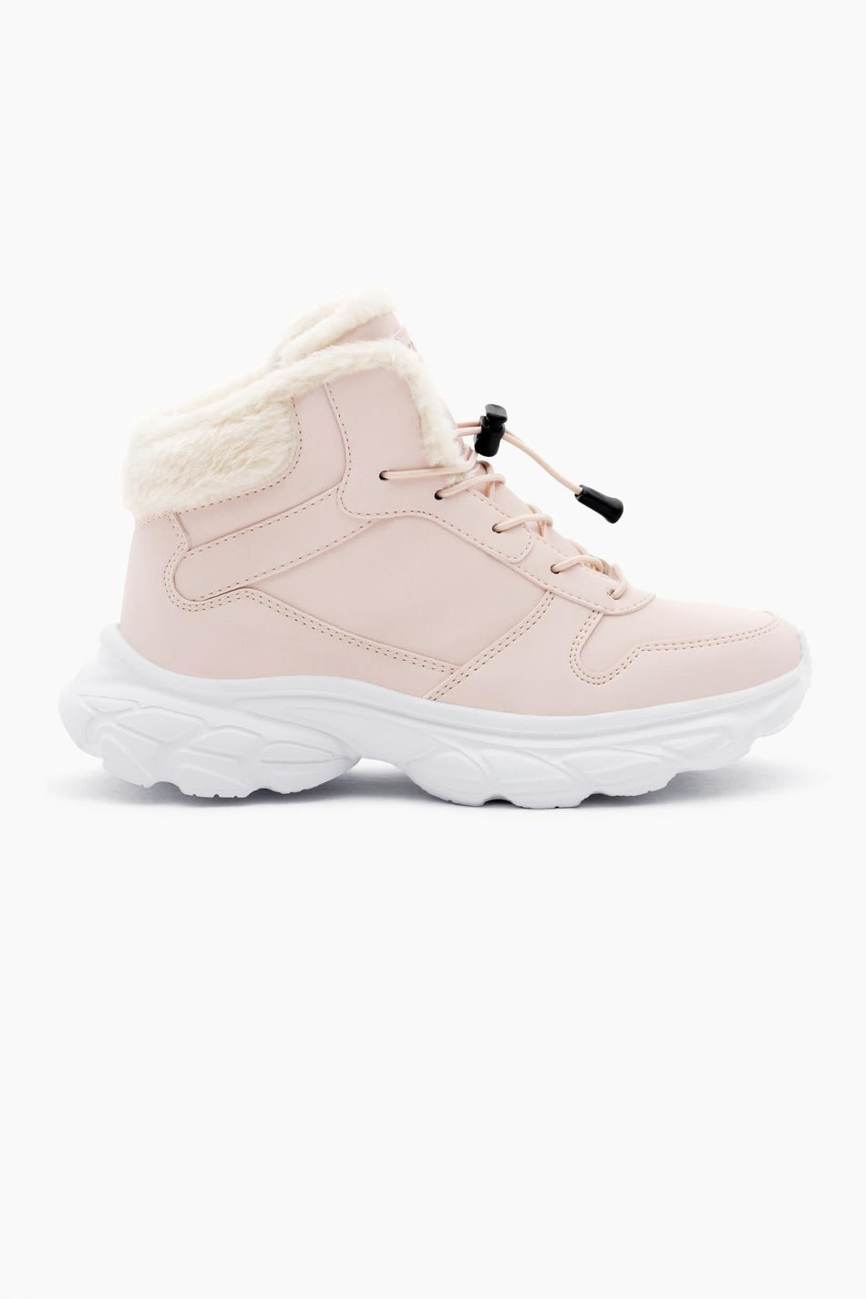 Faylon Taban İçi Kürklü Lastik Bağcıklı Çocuk Unisex Pudra Bot TBALS020 - MALLTURK