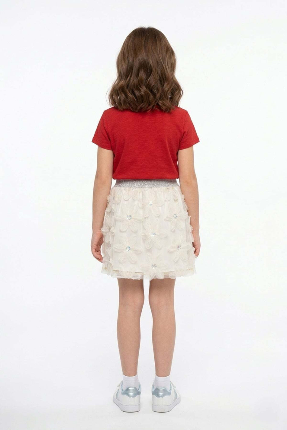 Floral Elastic Waist Glittery Girls' Skirt - MALLTURK