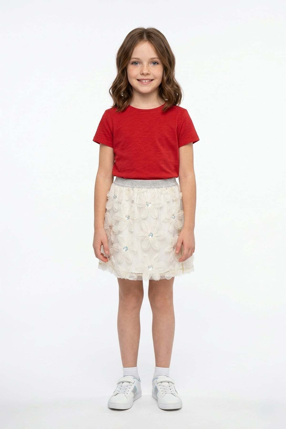 Floral Elastic Waist Glittery Girls' Skirt - MALLTURK