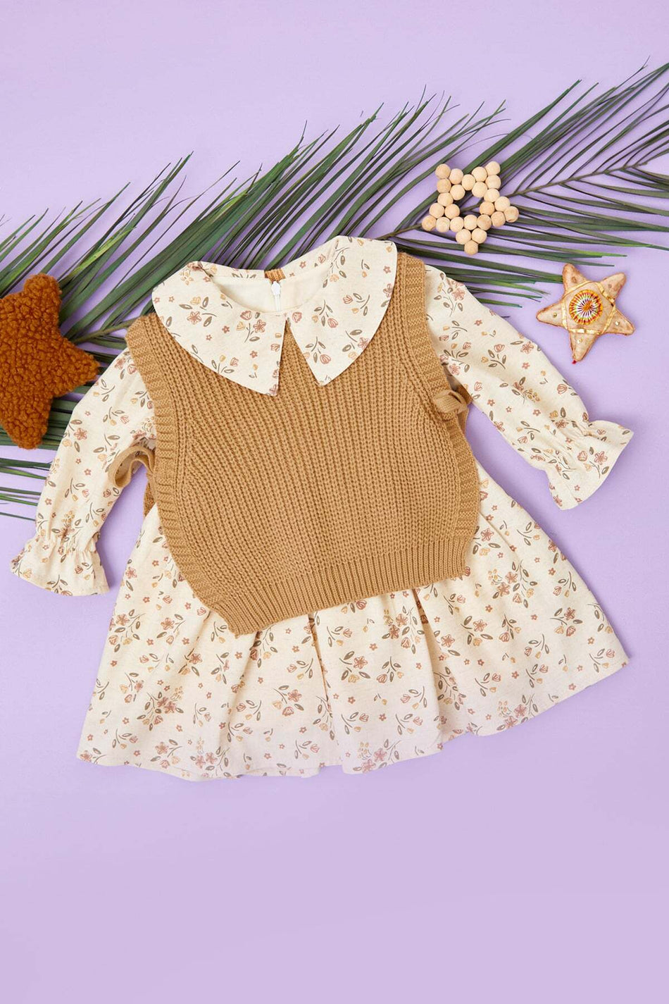 Floral Knitwear Sweater Girl's Dress - MALLTURK