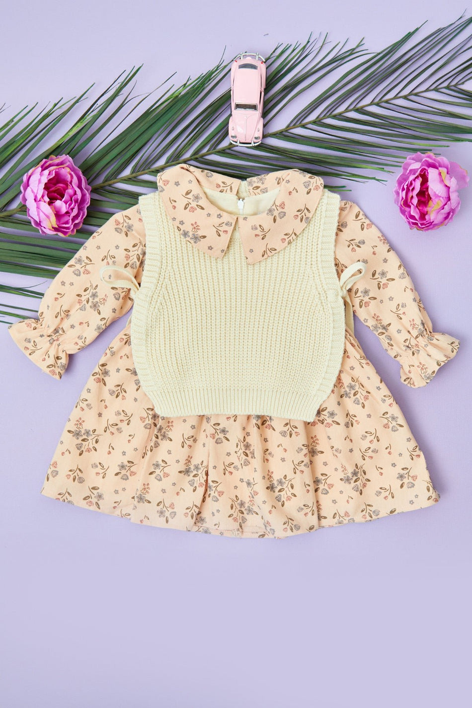 Floral Knitwear Sweater Girl's Dress - MALLTURK