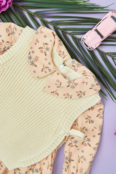 Floral Knitwear Sweater Girl's Dress - MALLTURK