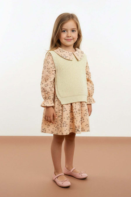 Floral Knitwear Sweater Girl's Dress - MALLTURK