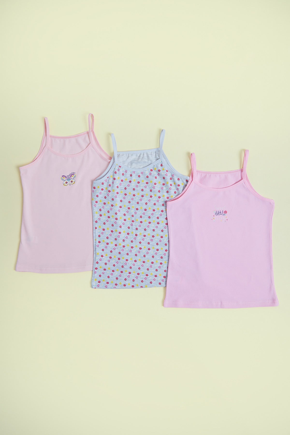 Floral Printed 3-Piece Girls' Undershirt - MALLTURK