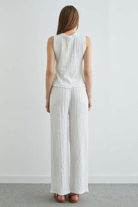 Front-Tie Textured Vest Set 2-Piece Set - MALLTURK