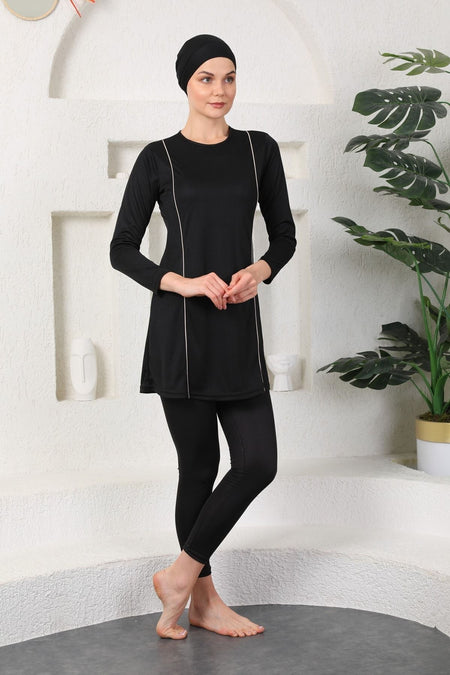 Full Covered Hijab Swimsuit Black - MALLTURK