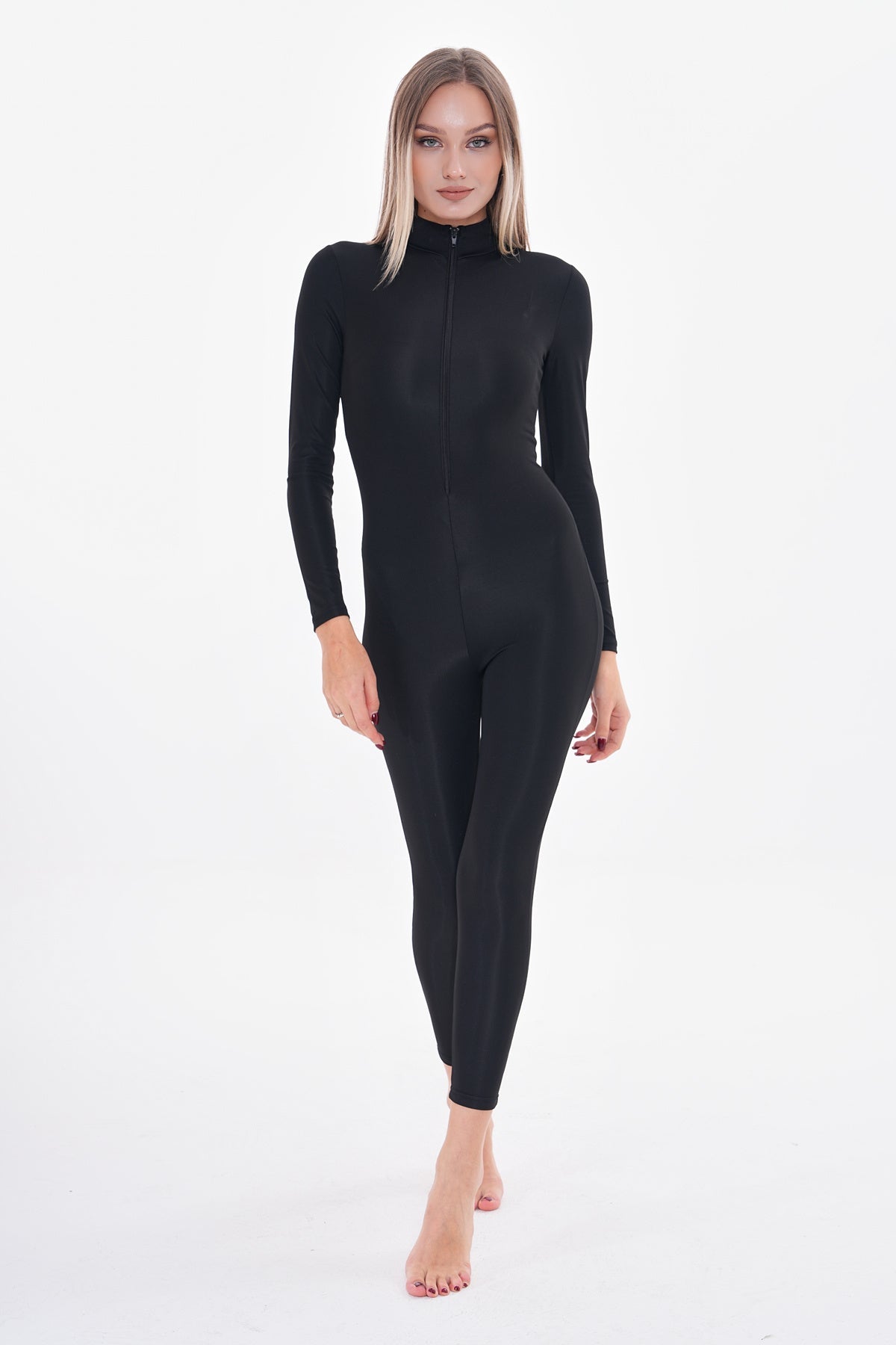 Full Jumpsuit Zippered Long Sleeve Swimsuit Lycra / Hijab Swimsuit - MALLTURK