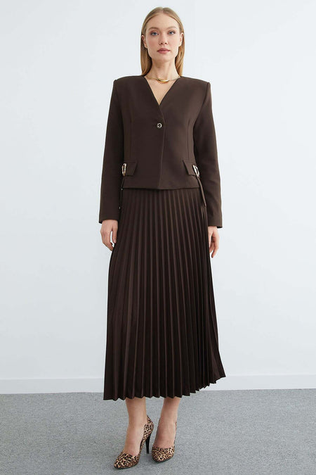 Fullamodest 2-Piece Set with Buckle Detailed Skirt - MALLTURK