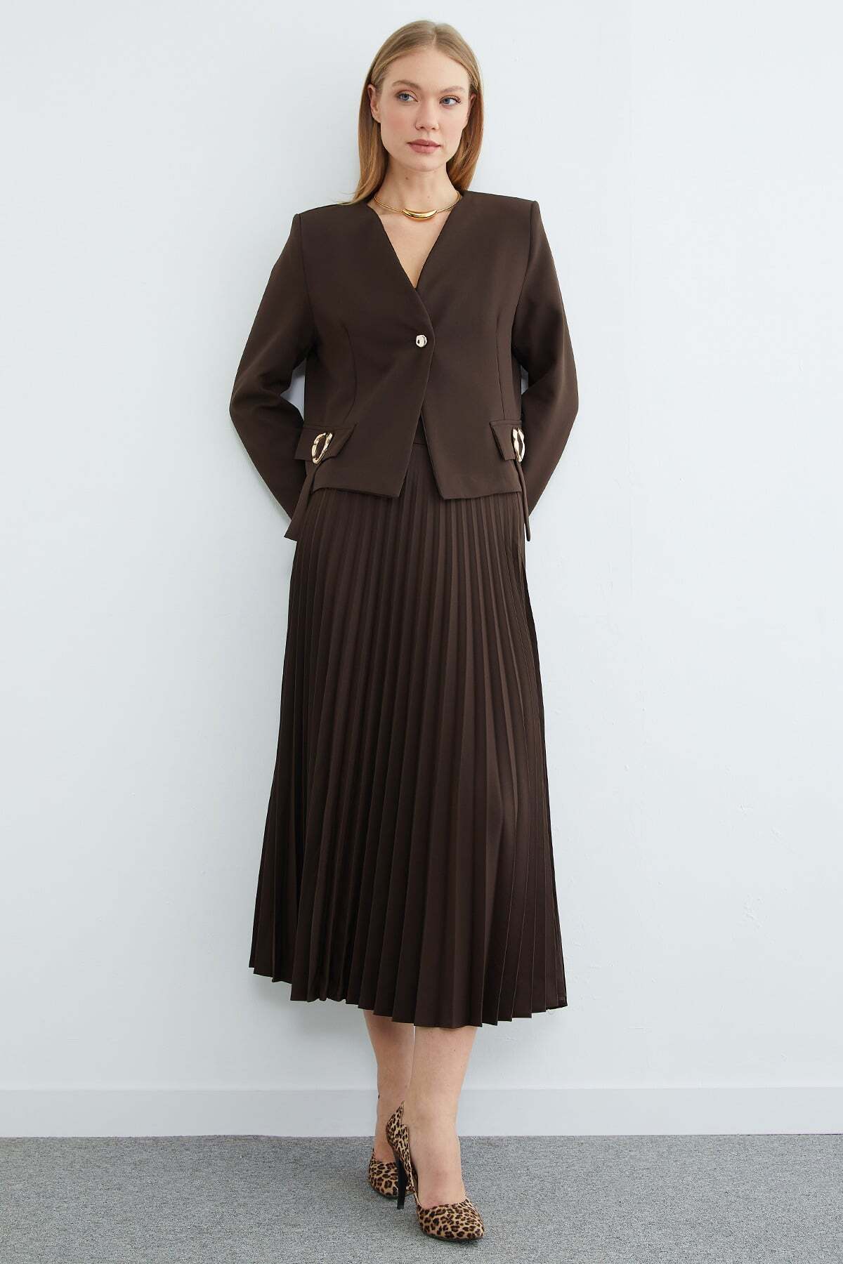 Fullamodest 2-Piece Set with Buckle Detailed Skirt - MALLTURK