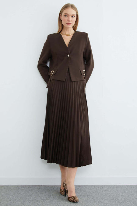 Fullamodest 2-Piece Set with Buckle Detailed Skirt - MALLTURK