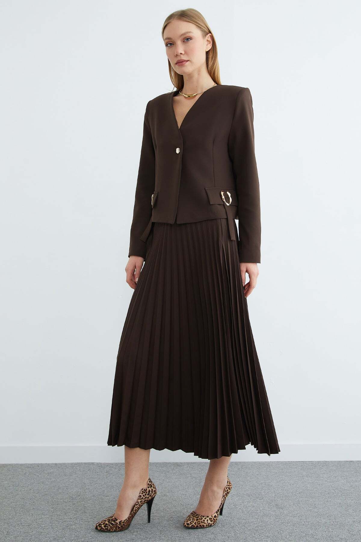 Fullamodest 2-Piece Set with Buckle Detailed Skirt - MALLTURK