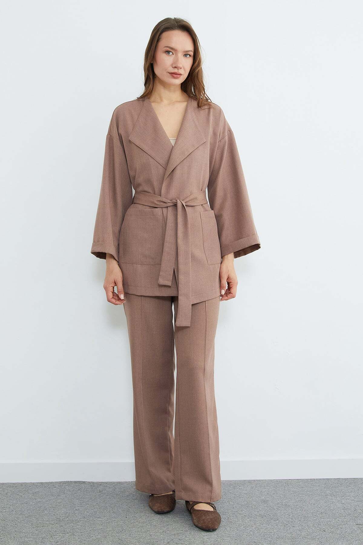Fullamodest Belted Green 2-Piece Set - MALLTURK