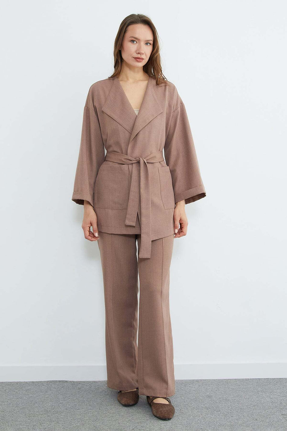 Fullamodest Belted Green 2-Piece Set - MALLTURK
