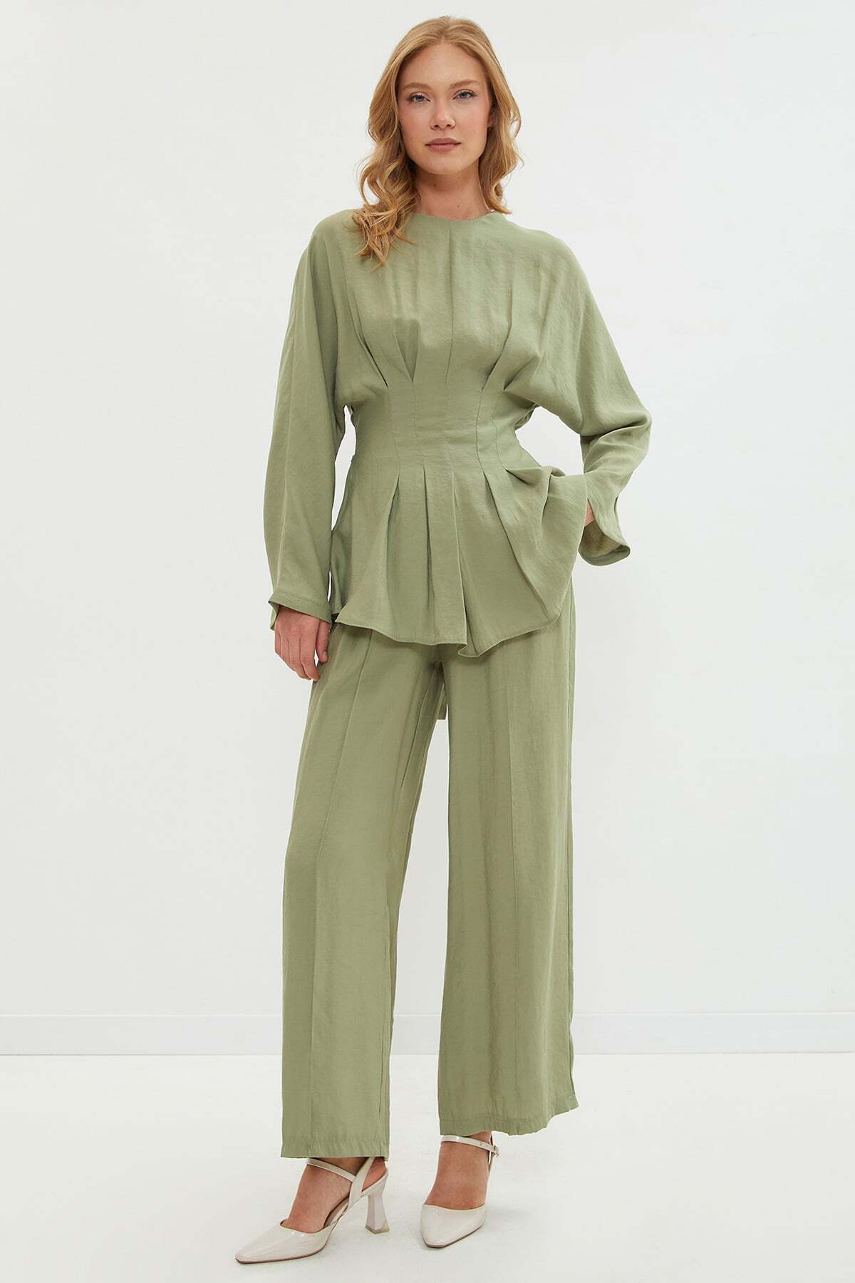 Fullamodest Belted Pleated 2-Piece Set - MALLTURK
