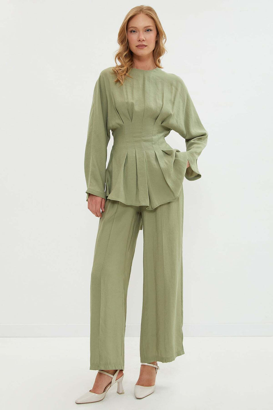 Fullamodest Belted Pleated 2-Piece Set - MALLTURK