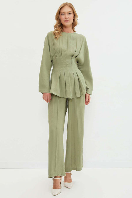 Fullamodest Belted Pleated 2-Piece Set - MALLTURK