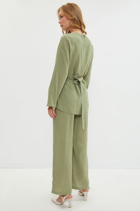 Fullamodest Belted Pleated 2-Piece Set - MALLTURK