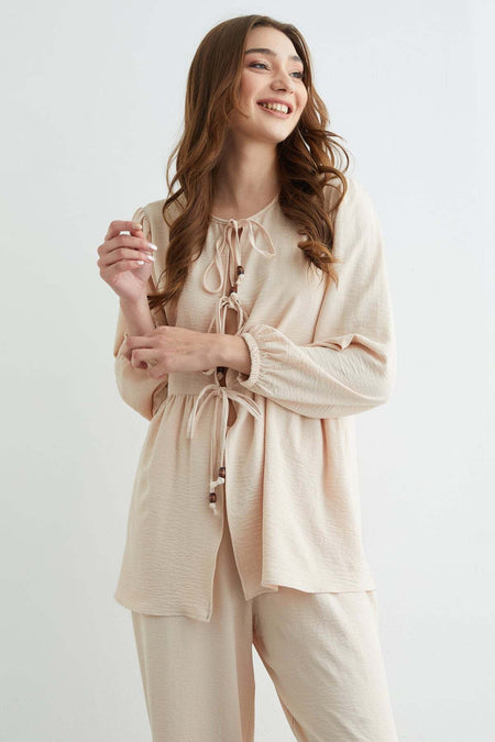 Fullamodest Front Tie Ayrobin Kimono 2-Piece Set - MALLTURK