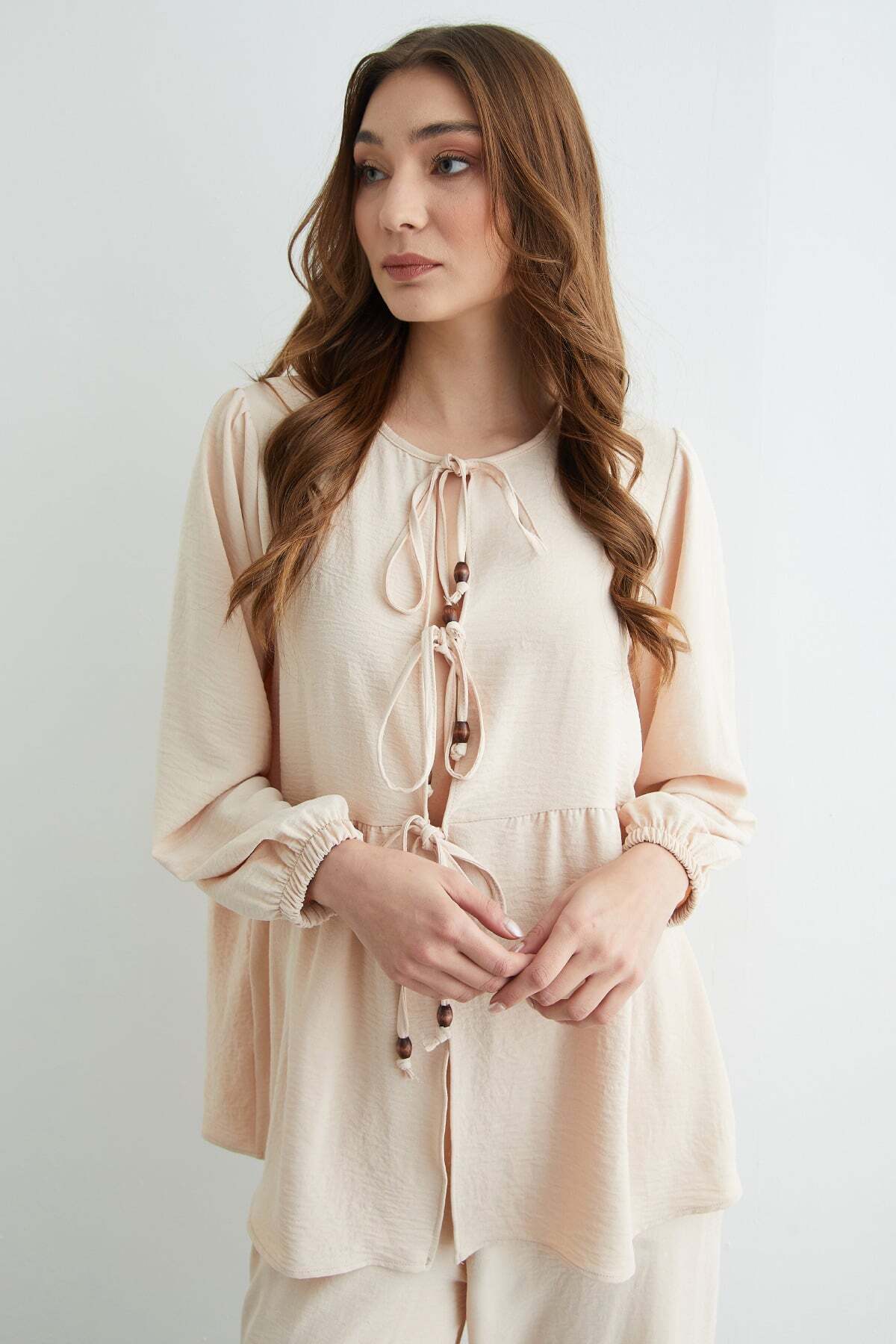 Fullamodest Front Tie Ayrobin Kimono 2-Piece Set - MALLTURK