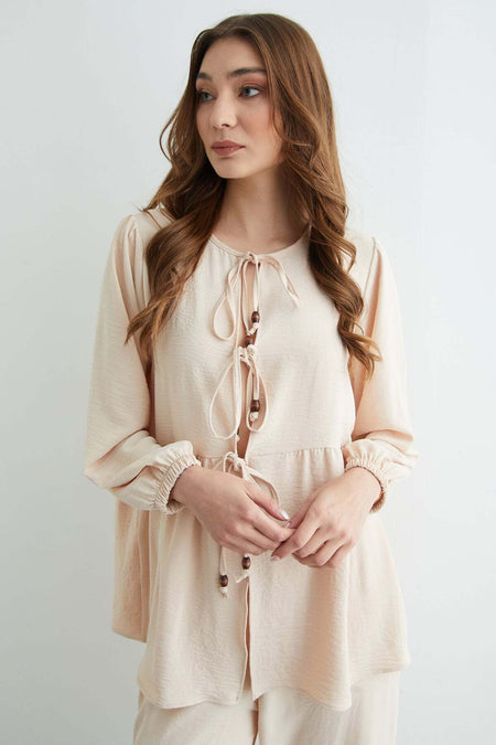 Fullamodest Front Tie Ayrobin Kimono 2-Piece Set - MALLTURK
