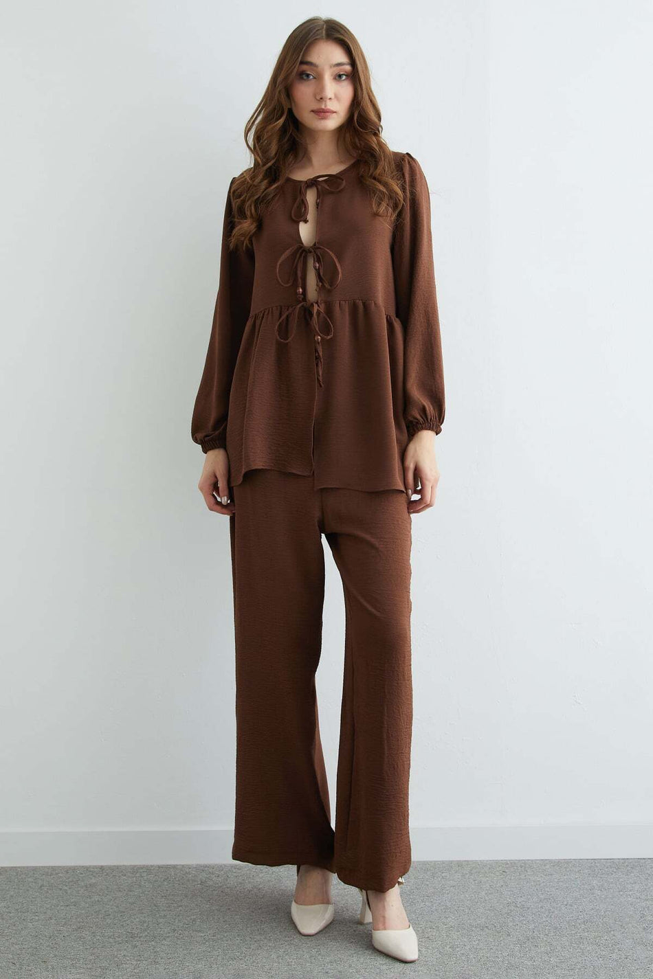 Fullamodest Front Tie Ayrobin Kimono 2-Piece Set - MALLTURK