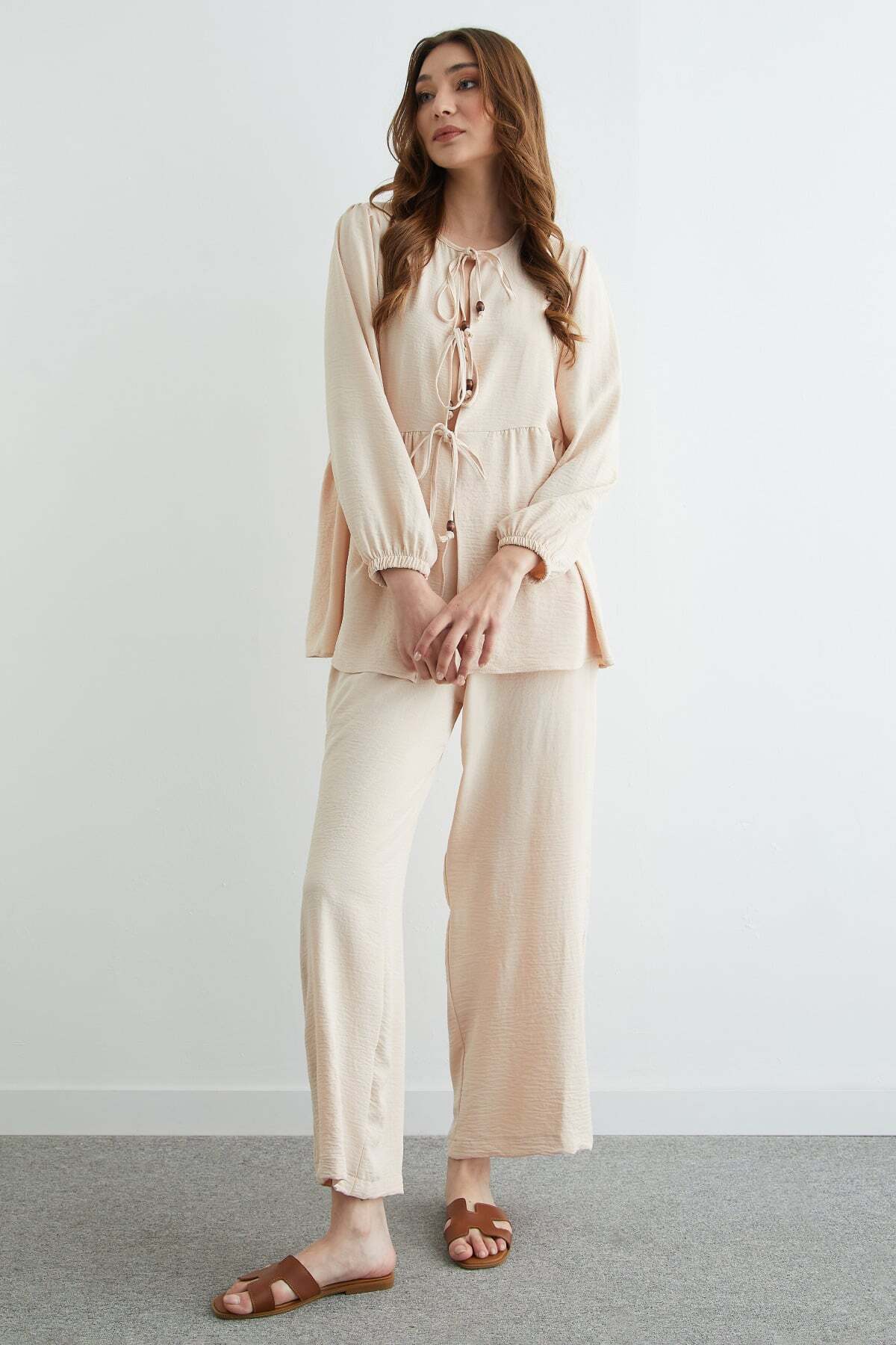 Fullamodest Front Tie Ayrobin Kimono 2-Piece Set - MALLTURK