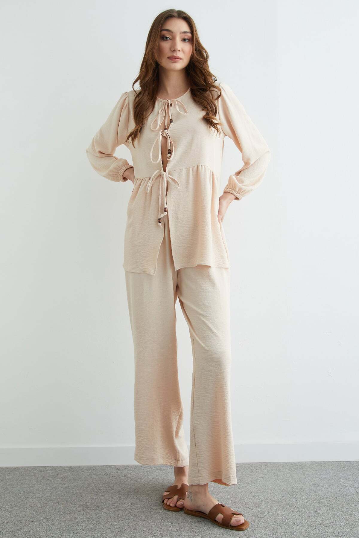 Fullamodest Front Tie Ayrobin Kimono 2-Piece Set - MALLTURK