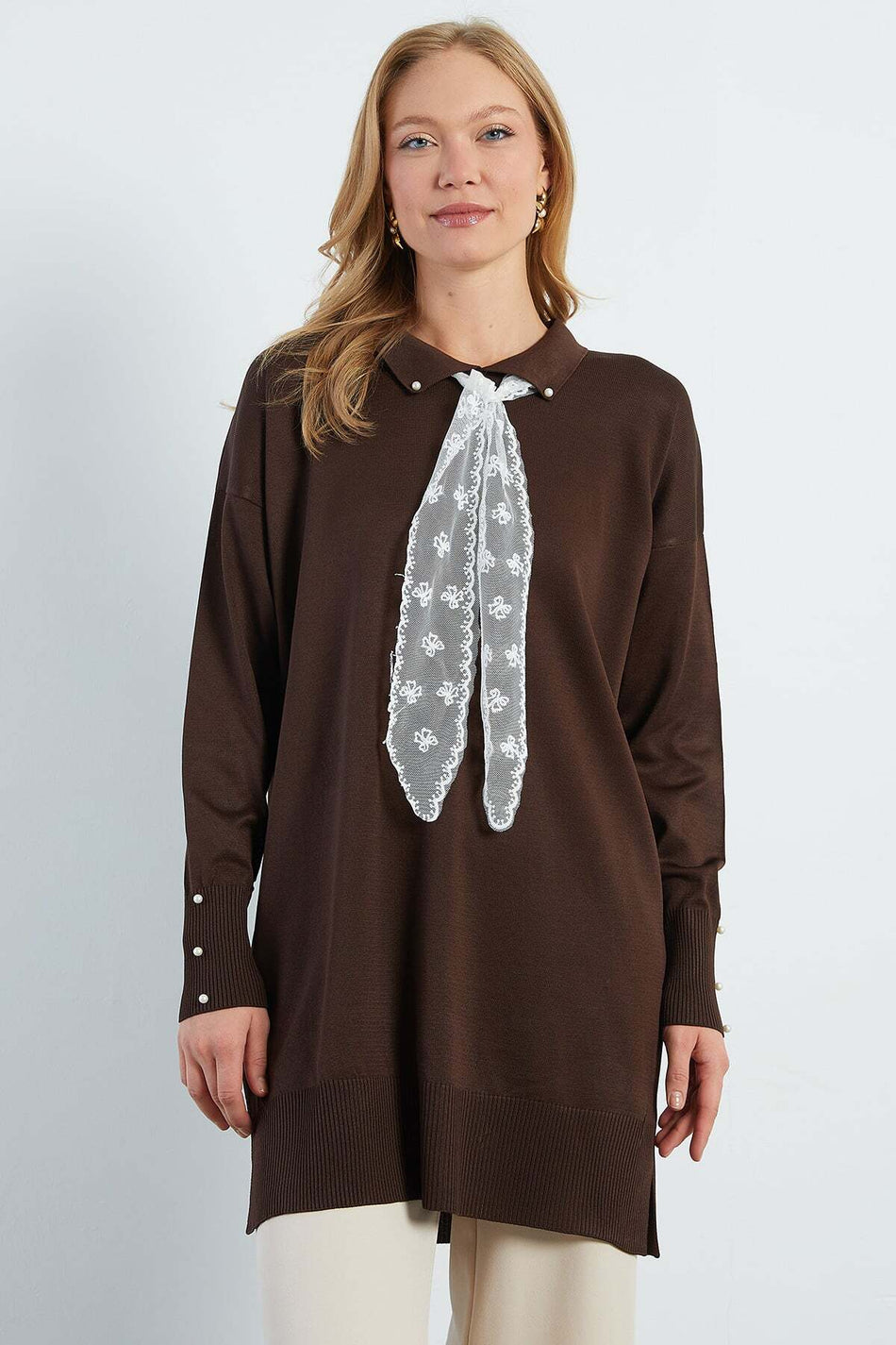 Fullamodest Lace Scarf Knitwear Tunic - MALLTURK