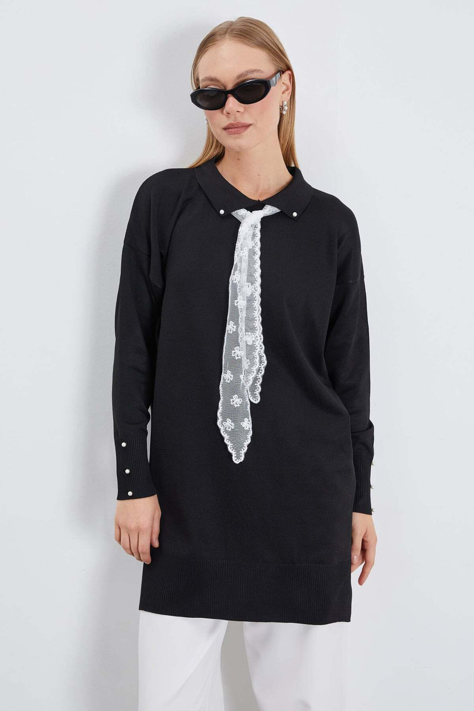 Fullamodest Lace Scarf Knitwear Tunic - MALLTURK