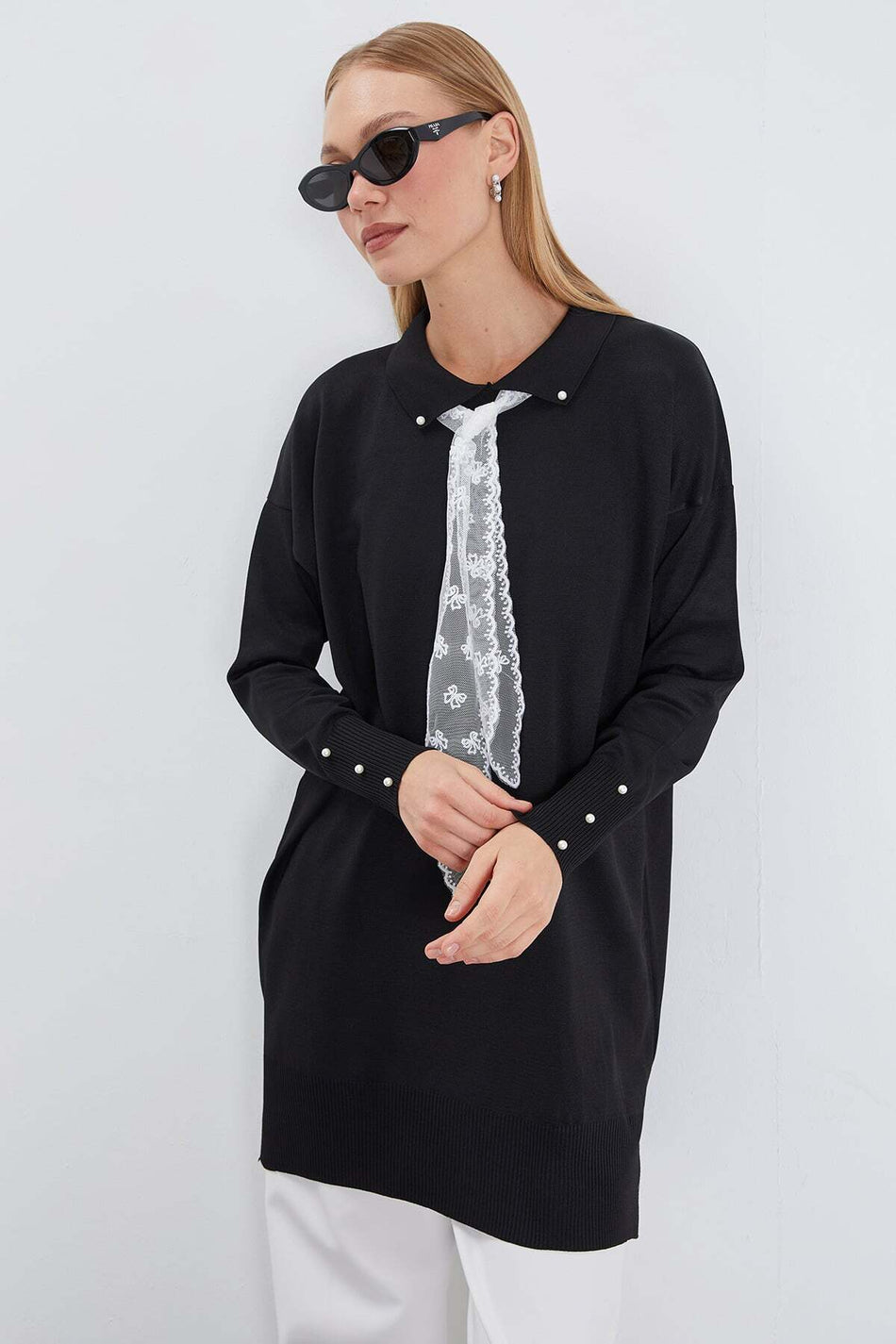 Fullamodest Lace Scarf Knitwear Tunic - MALLTURK