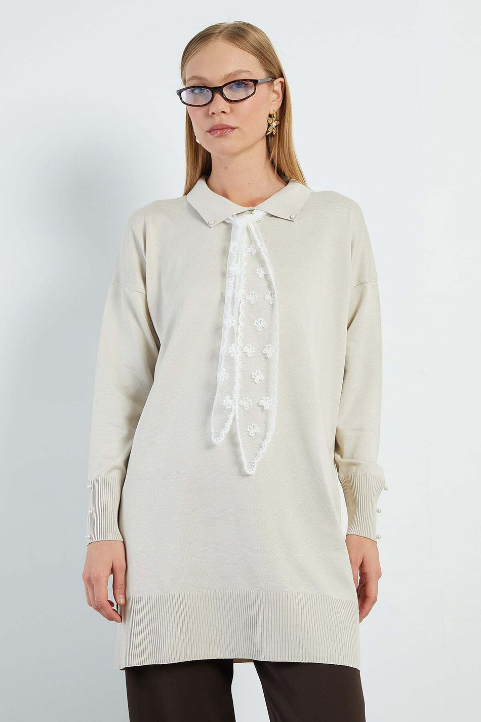 Fullamodest Lace Scarf Knitwear Tunic - MALLTURK