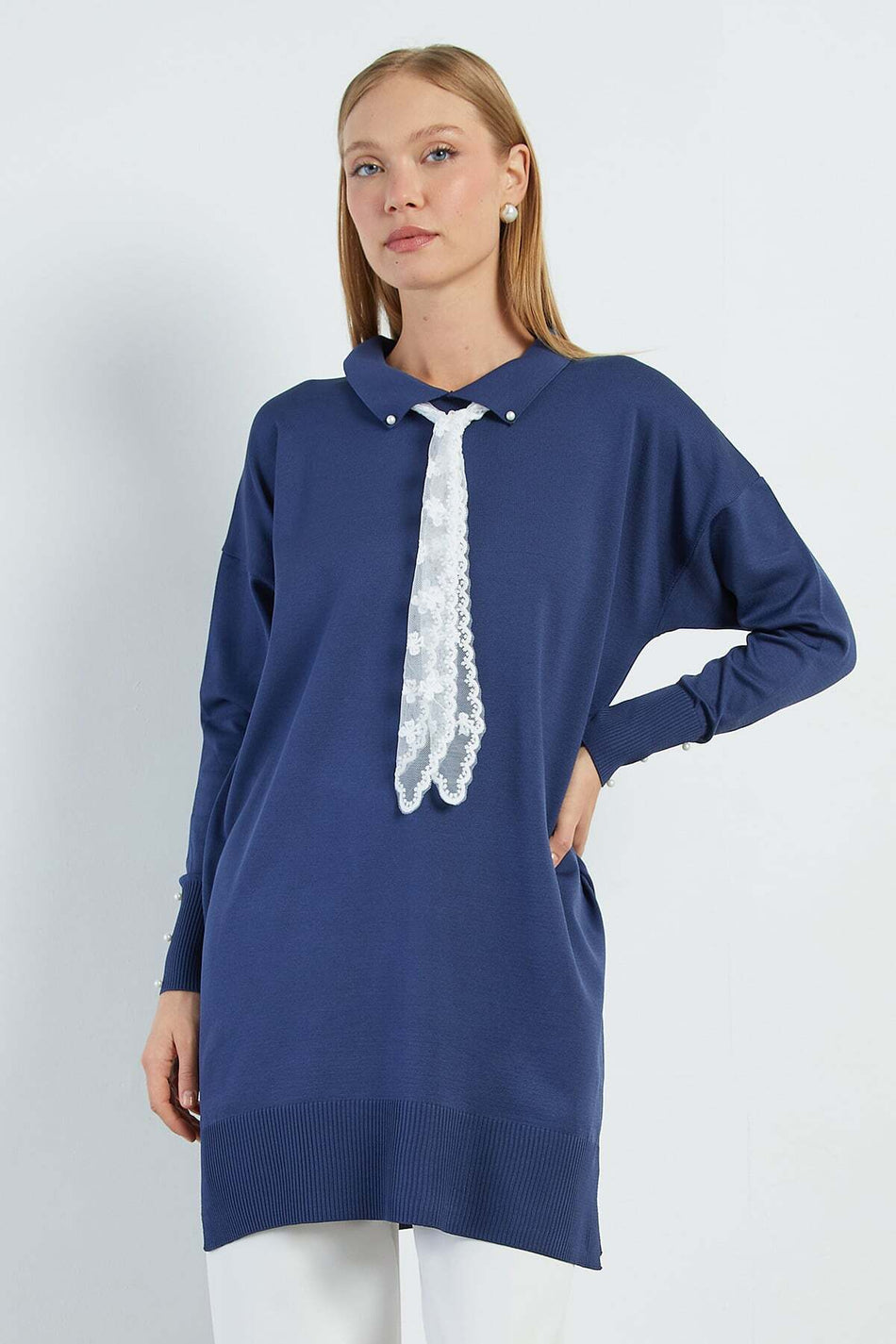 Fullamodest Lace Scarf Knitwear Tunic - MALLTURK