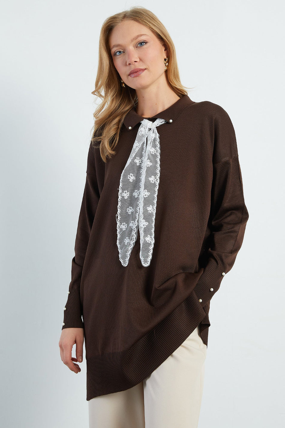 Fullamodest Lace Scarf Knitwear Tunic - MALLTURK