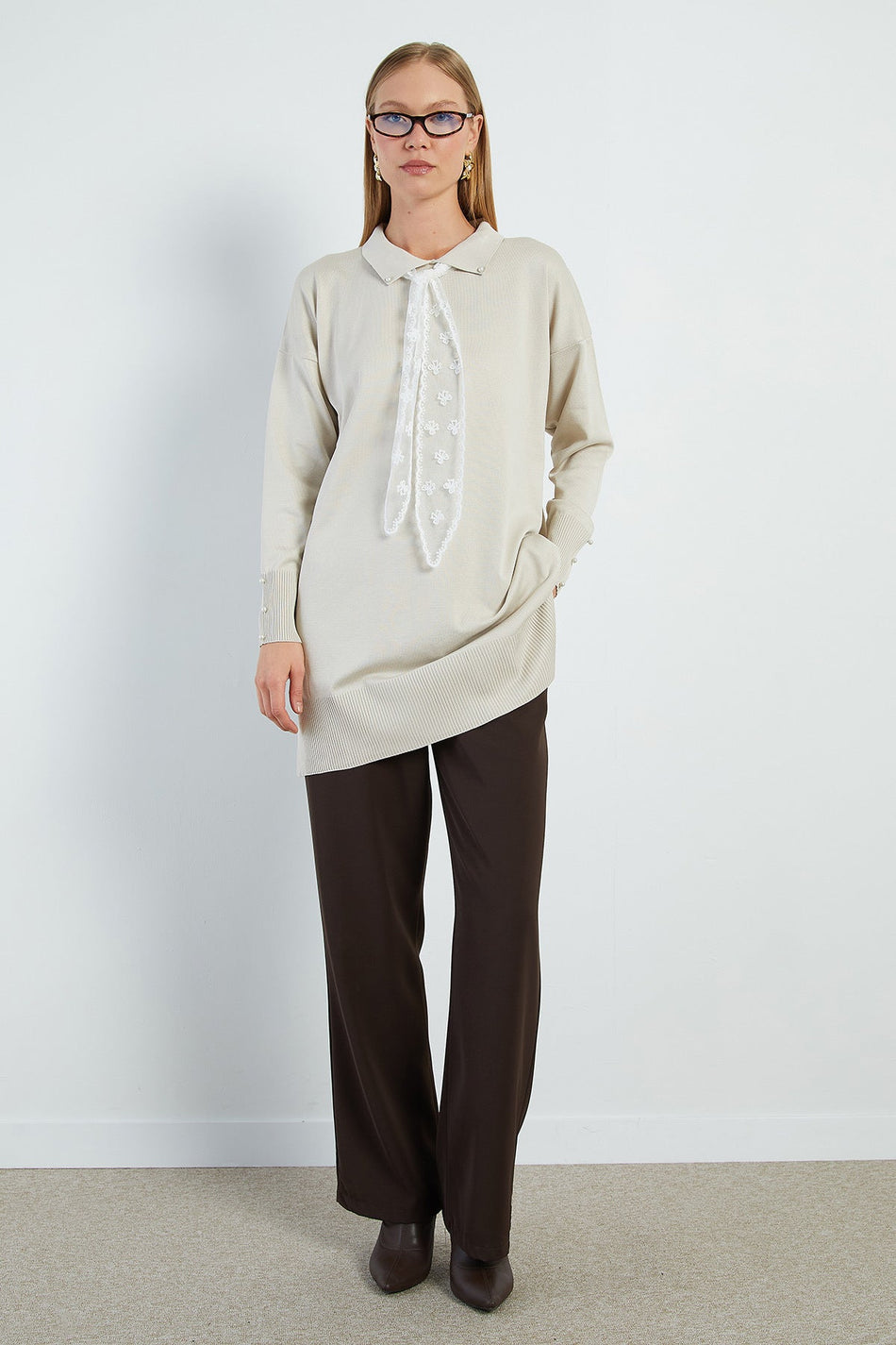 Fullamodest Lace Scarf Knitwear Tunic - MALLTURK
