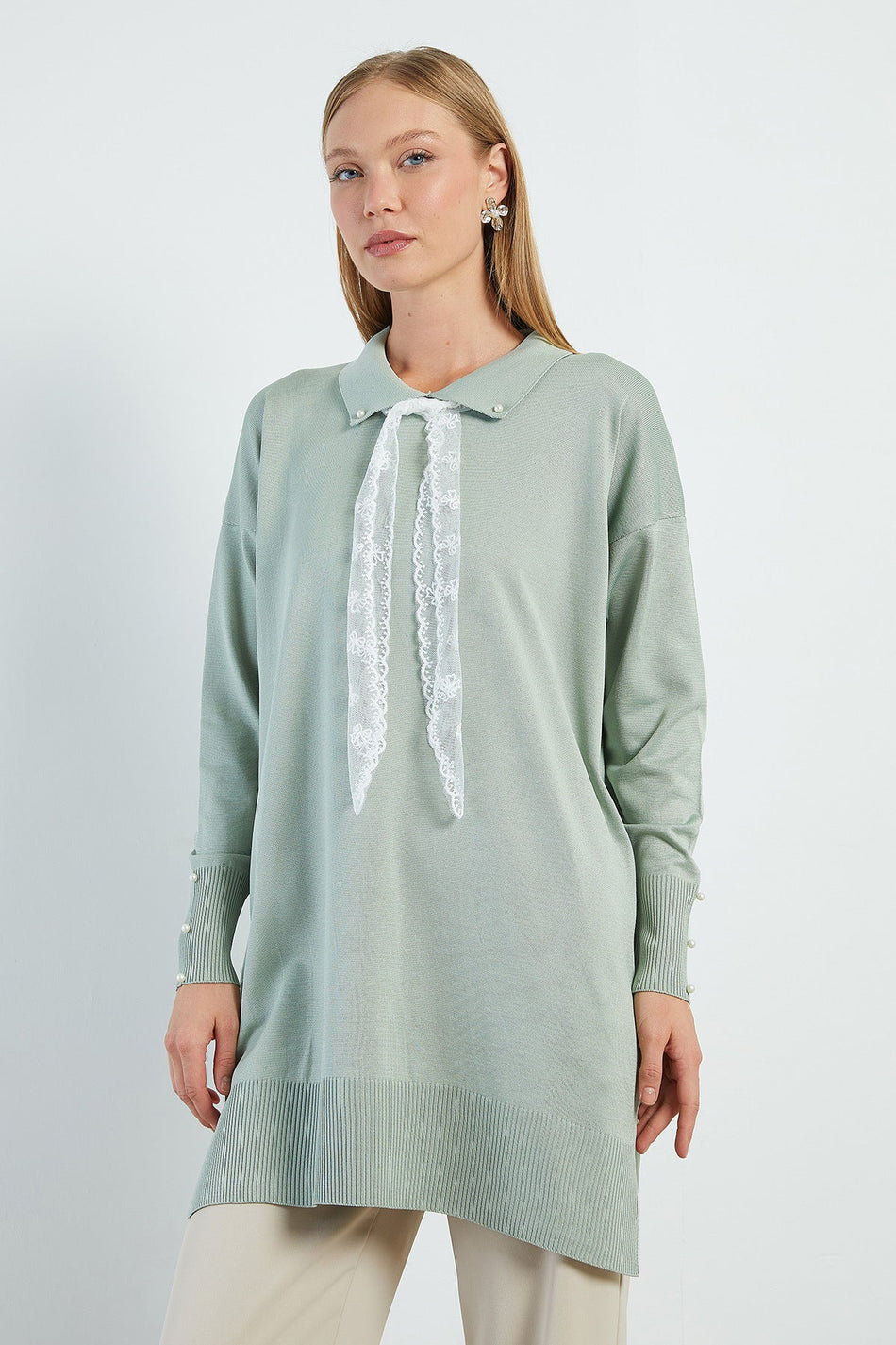 Fullamodest Lace Scarf Knitwear Tunic - MALLTURK