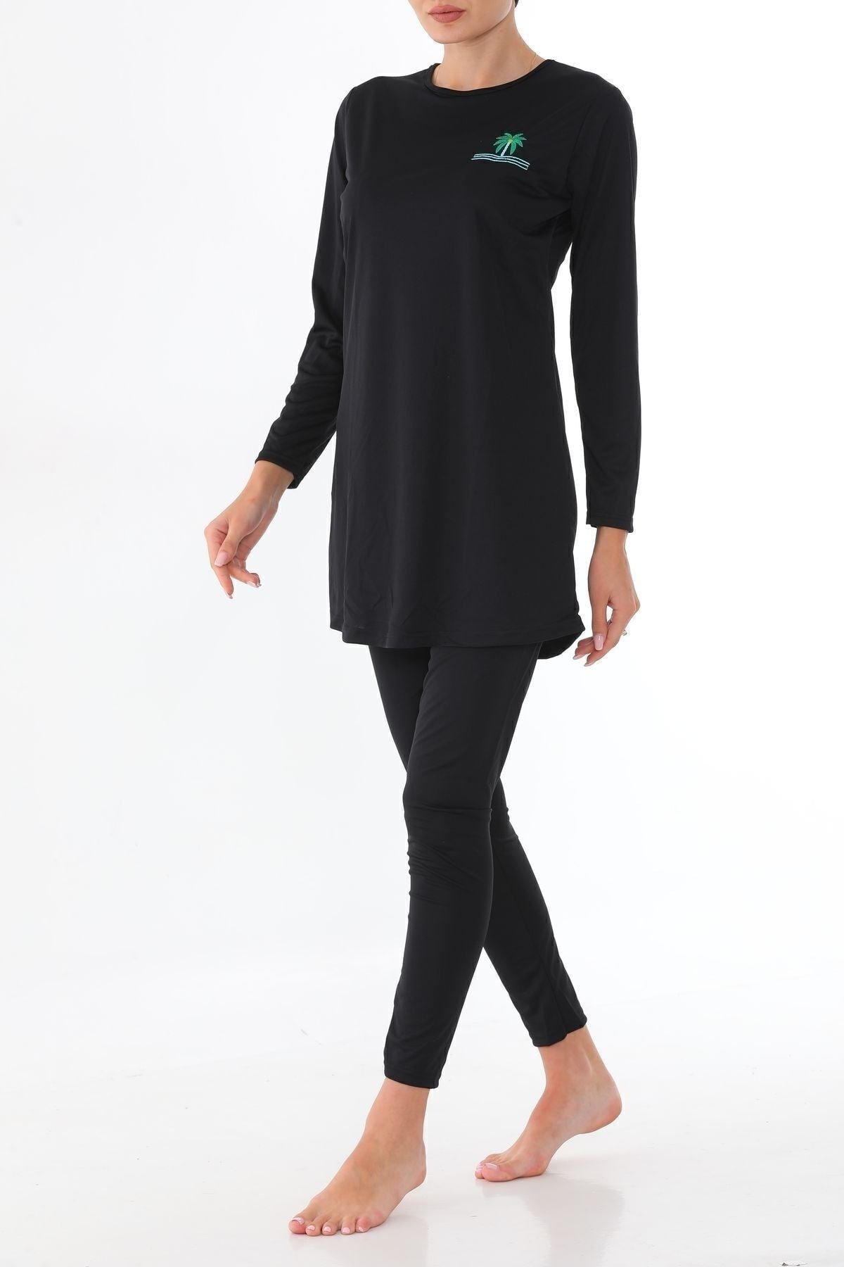 Fully Covered Hijab Swimsuit with Embroidery - MALLTURK
