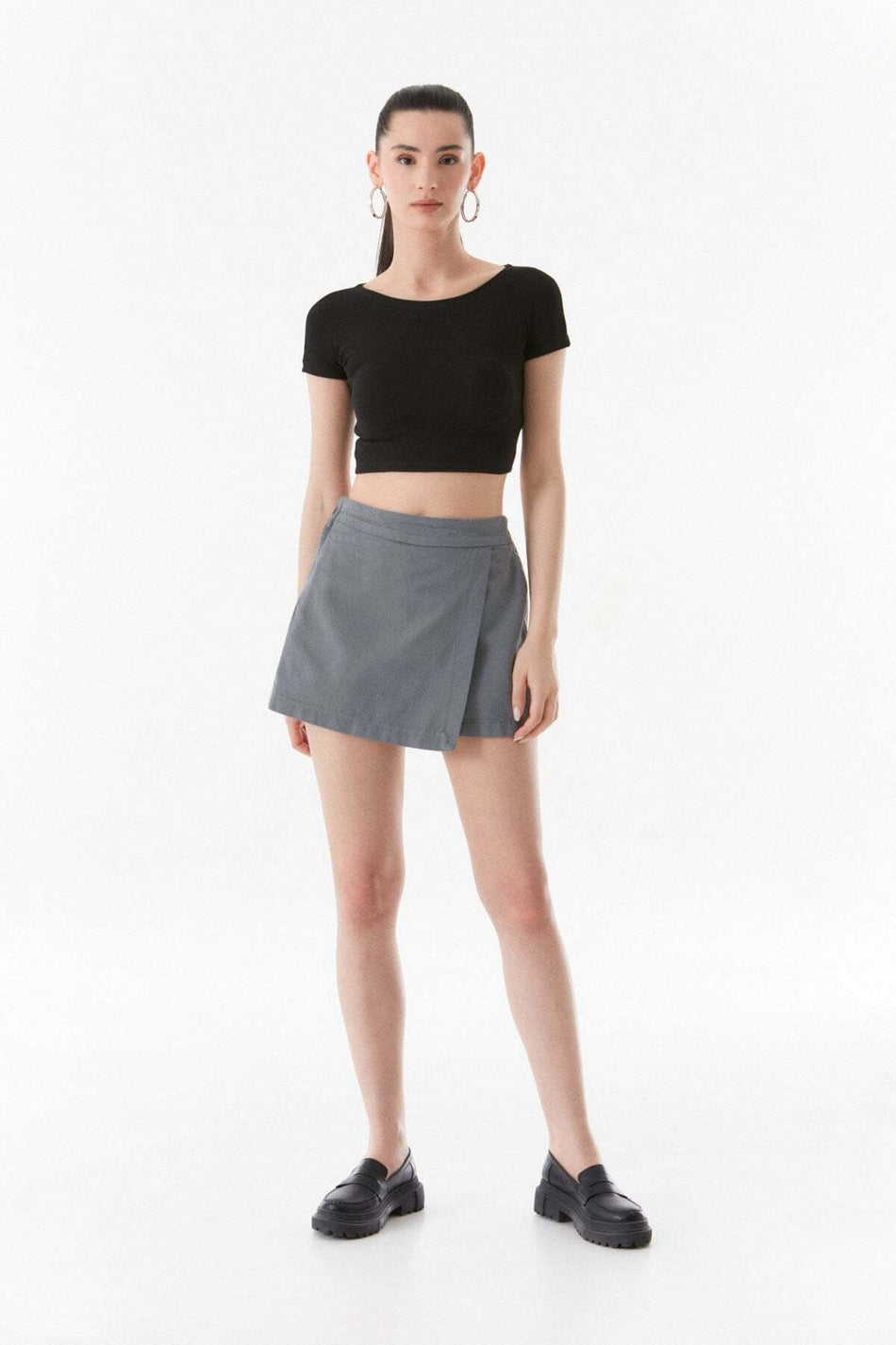 Gabardine Side Zipper Shorts Skirt - MALLTURK