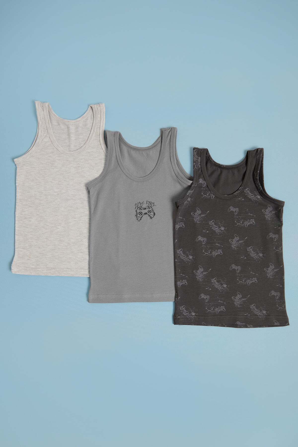 Game Console Printed 3-Piece Boy's Undershirt - MALLTURK