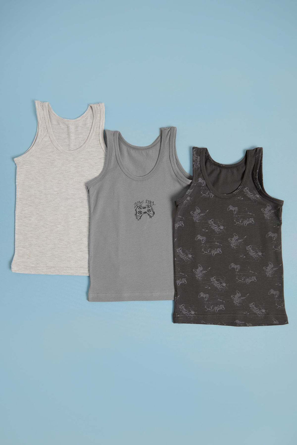 Game Console Printed 3-Piece Boy's Undershirt - MALLTURK