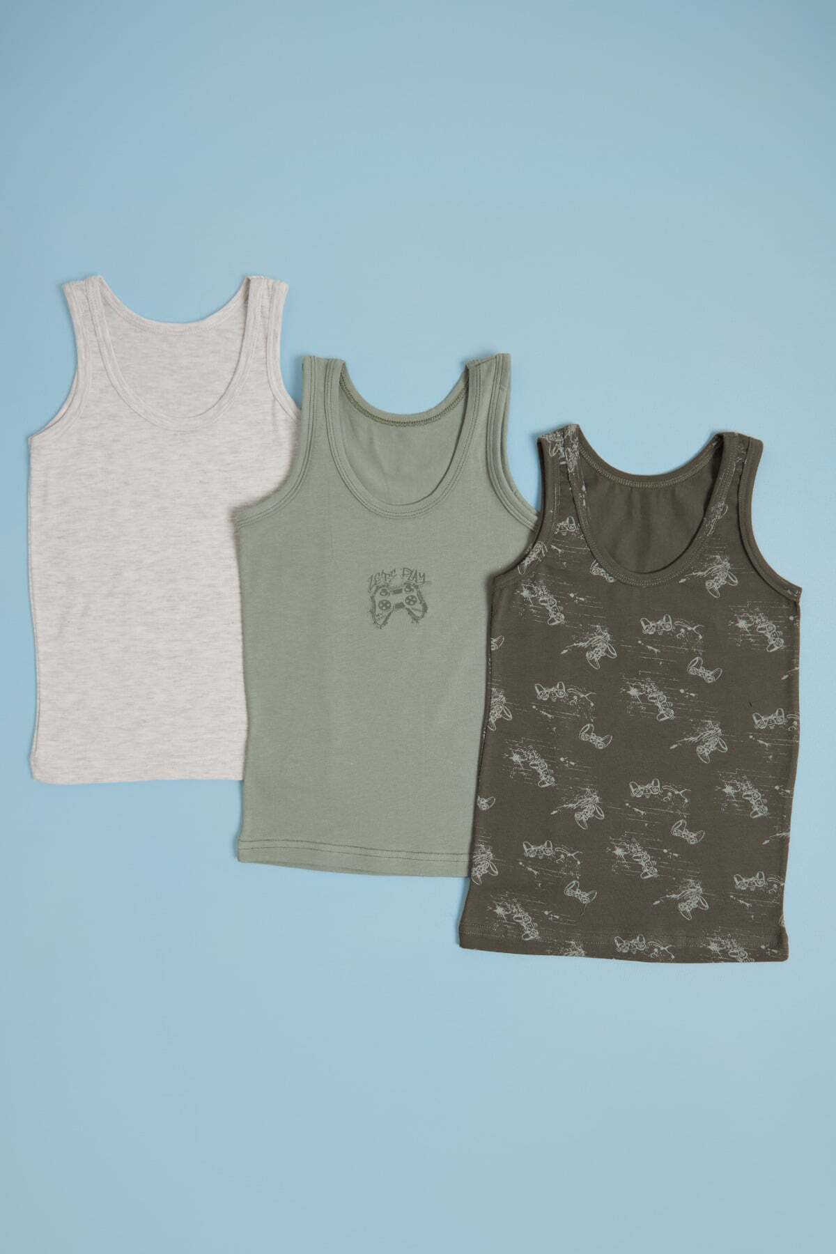 Game Console Printed 3-Piece Boy's Undershirt - MALLTURK