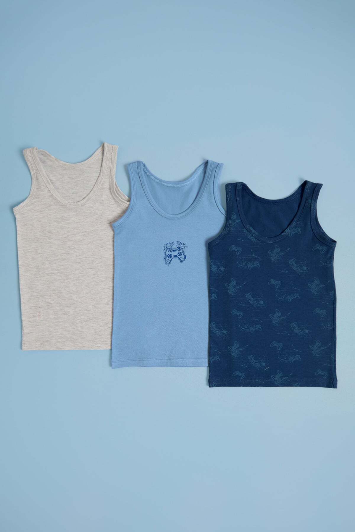 Game Console Printed 3-Piece Boy's Undershirt - MALLTURK