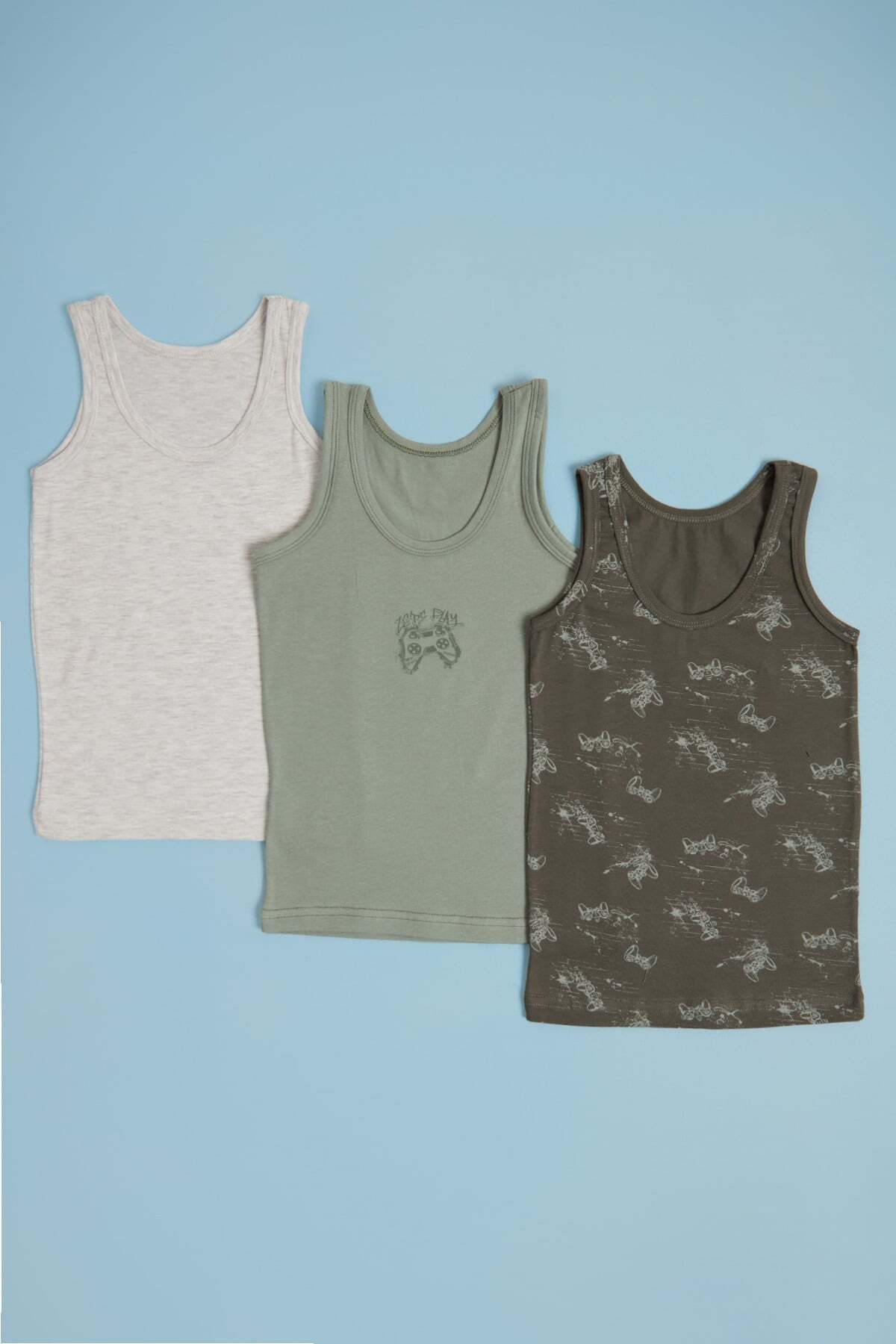 Game Console Printed 3-Piece Boy's Undershirt - MALLTURK