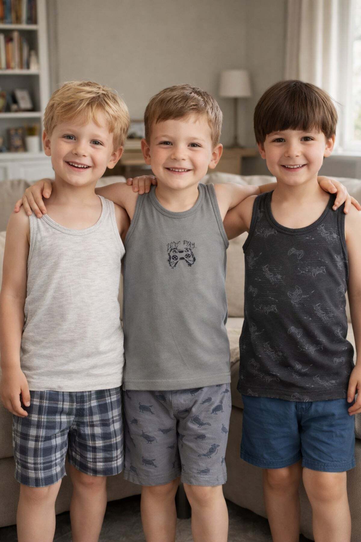 Game Console Printed 3-Piece Boy's Undershirt - MALLTURK