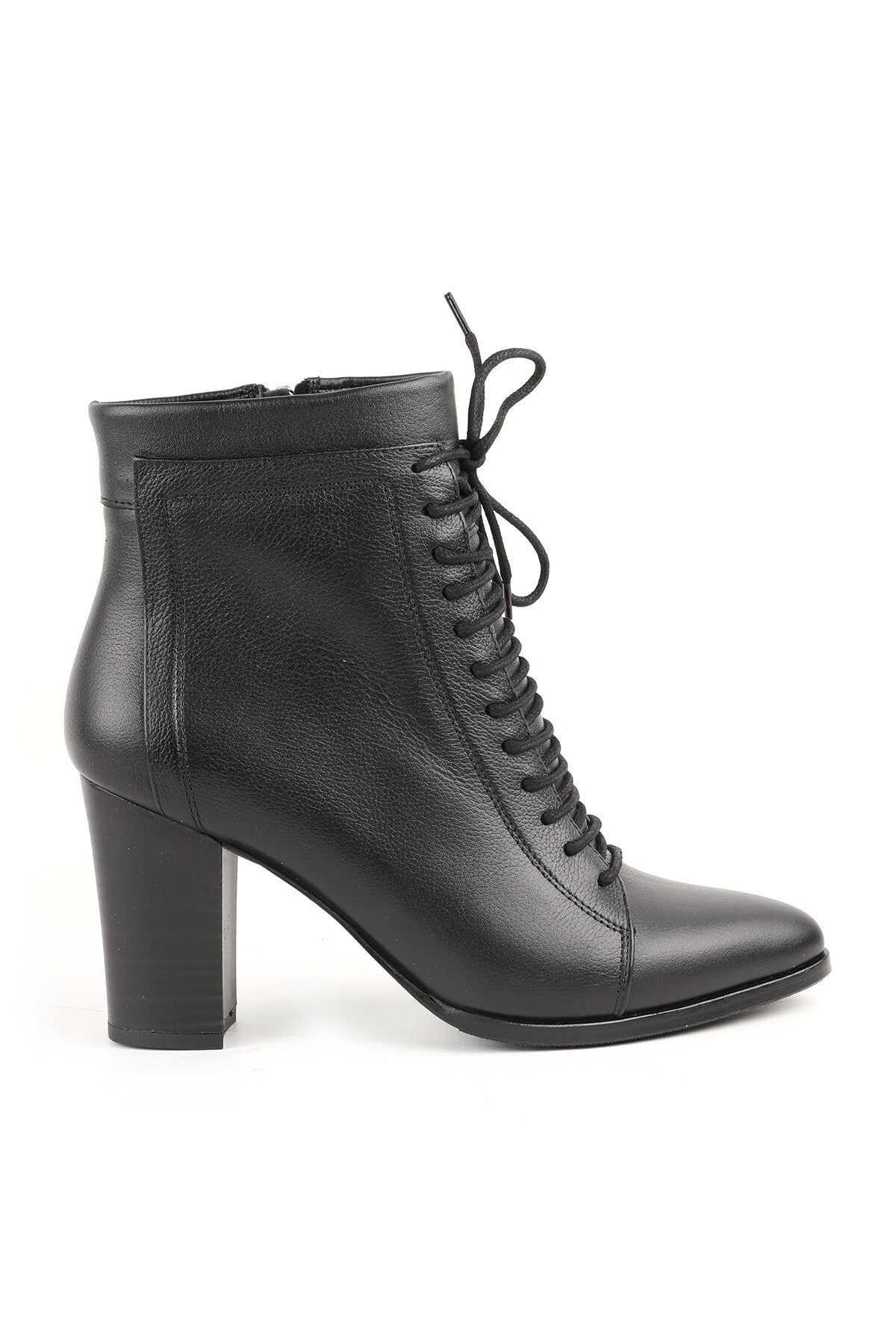 Genuine Leather Lace-Up Women's Boots Ankle Length Medium Heel Zippered Non-Slip Sole L065.234 - MALLTURK