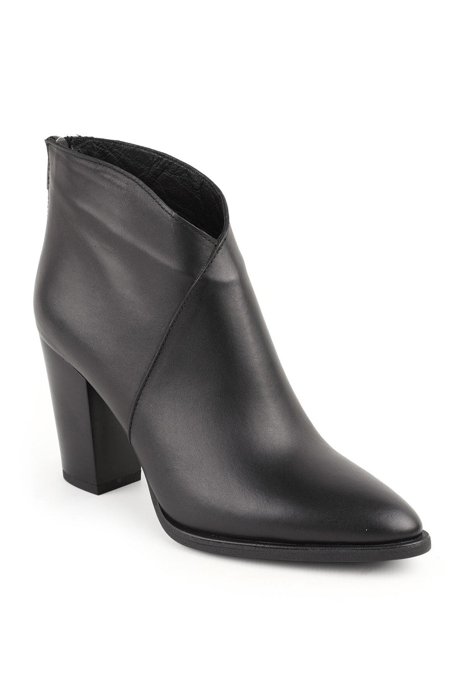 Genuine Leather Pointed Toe Block Heel Ankle Length Women's Boots – Stylish & Comfortable Daily/Office Use Krn - MALLTURK