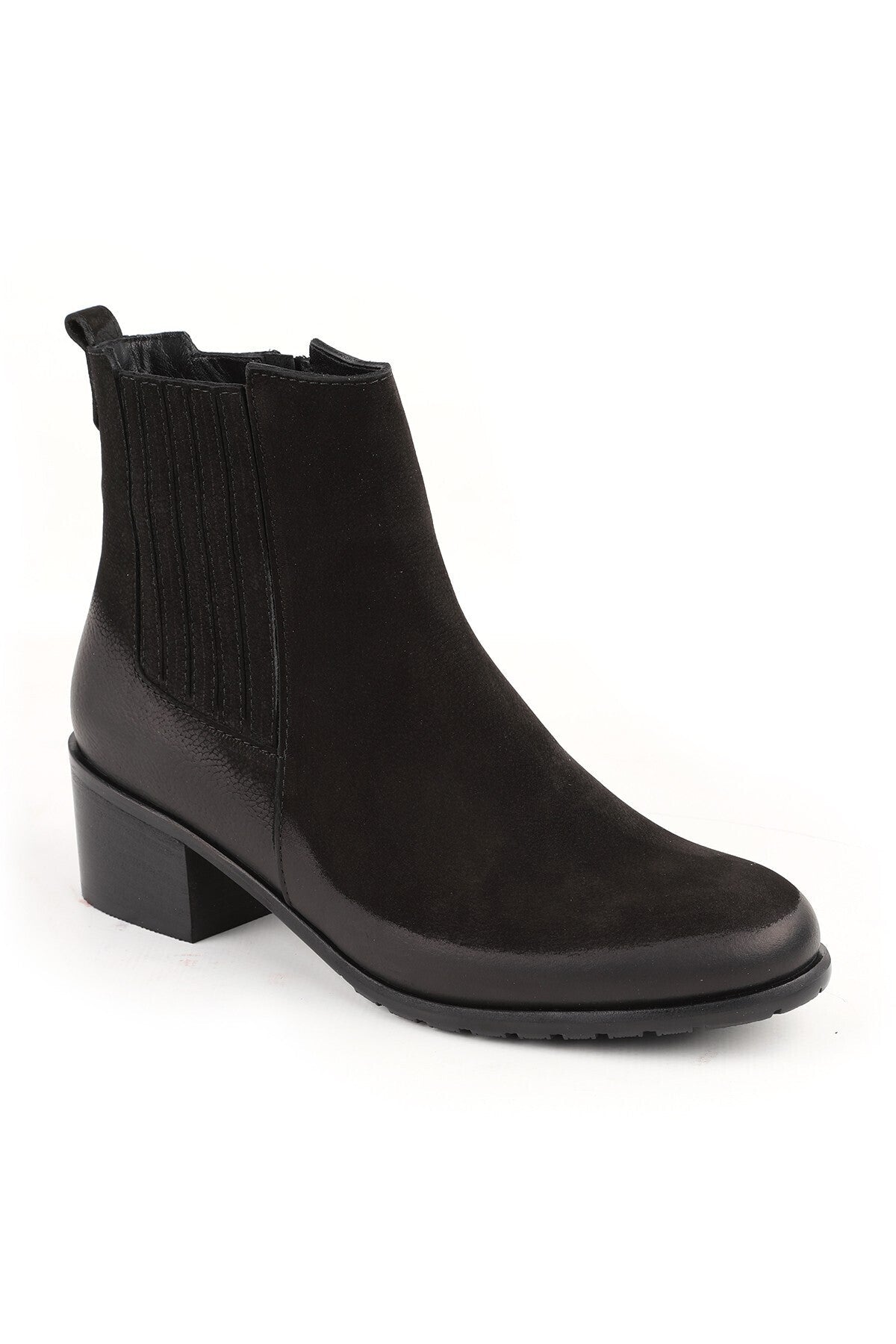 Genuine Leather Women's Chelsea Boots – Side Zipper, Elastic, Thick Heel, Non-Slip Sole L065.282 - MALLTURK
