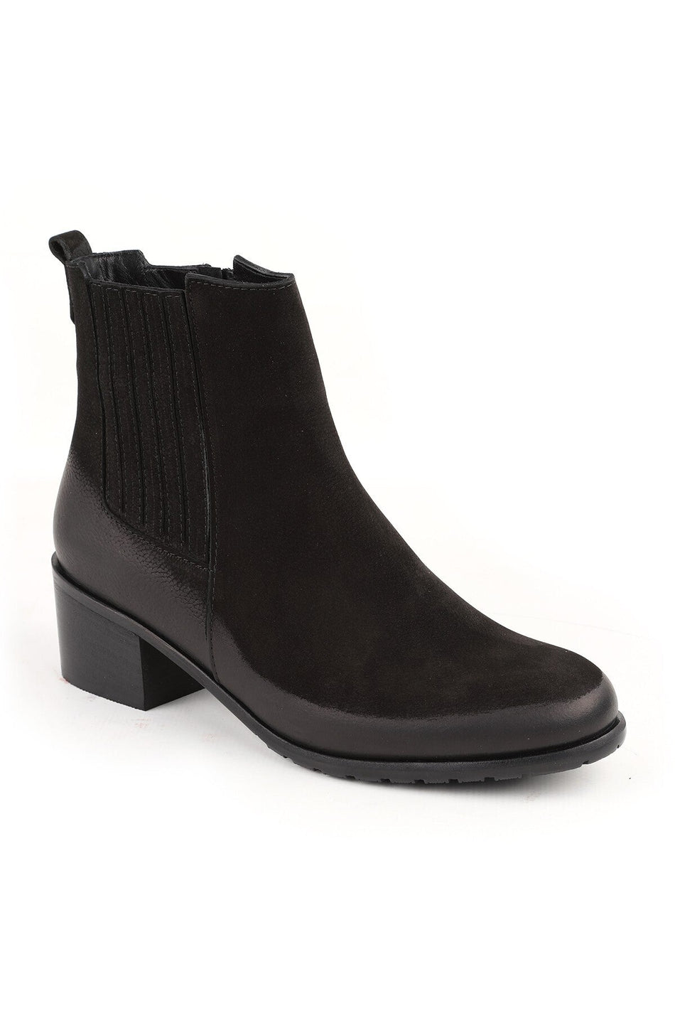 Genuine Leather Women's Chelsea Boots – Side Zipper, Elastic, Thick Heel, Non-Slip Sole L065.282 - MALLTURK