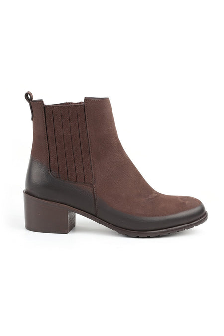 Genuine Leather Women's Chelsea Boots – Side Zipper, Elastic, Thick Heel, Non-Slip Sole L065.282 - MALLTURK
