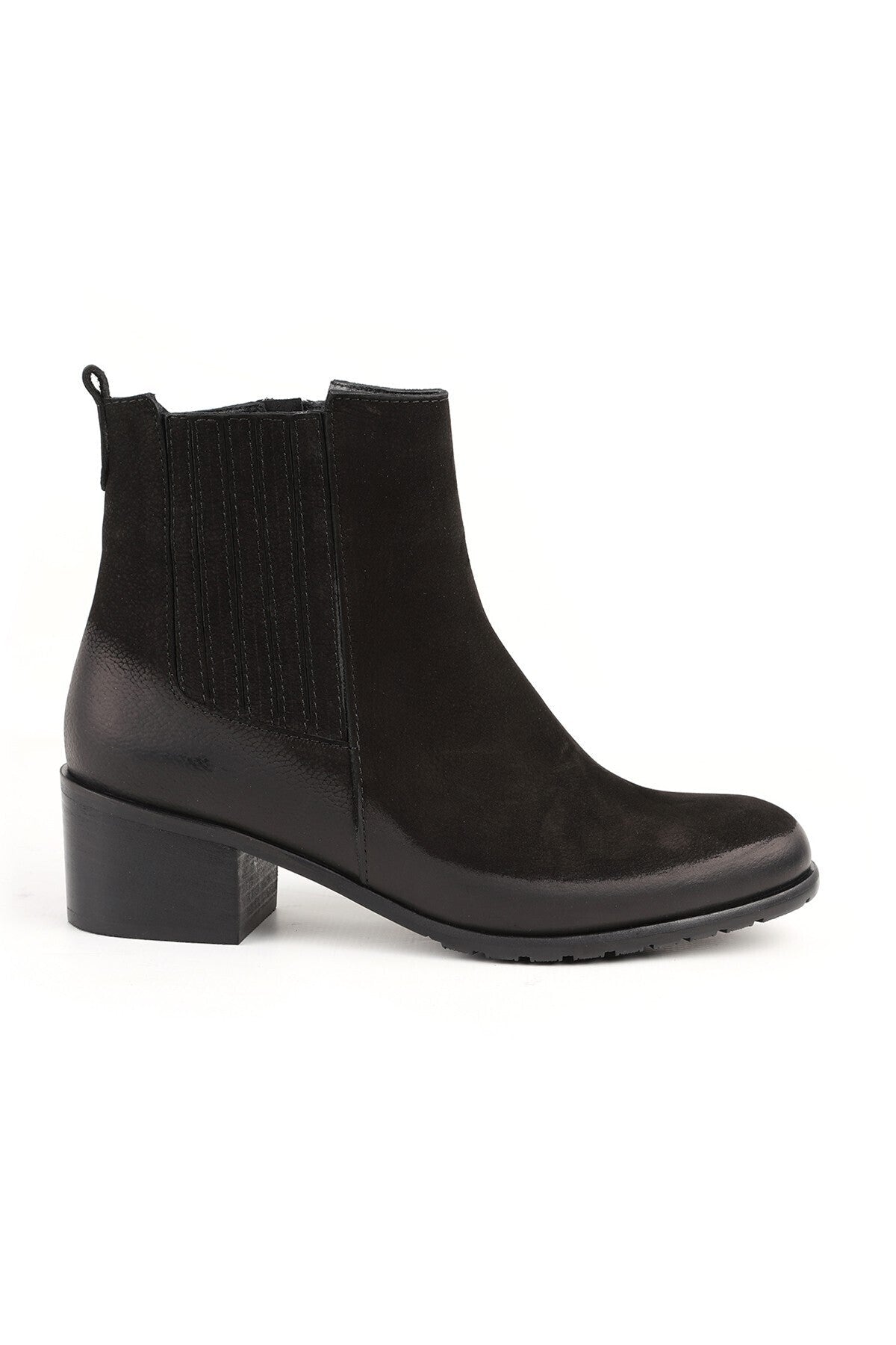 Genuine Leather Women's Chelsea Boots – Side Zipper, Elastic, Thick Heel, Non-Slip Sole L065.282 - MALLTURK